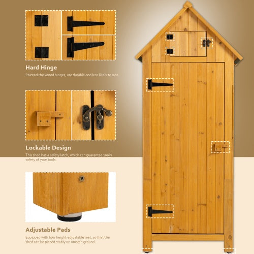 30.3L X 21.3W X 70.5H Outdoor Storage Cabinet Tool Shed Wooden Garden Shed Natural