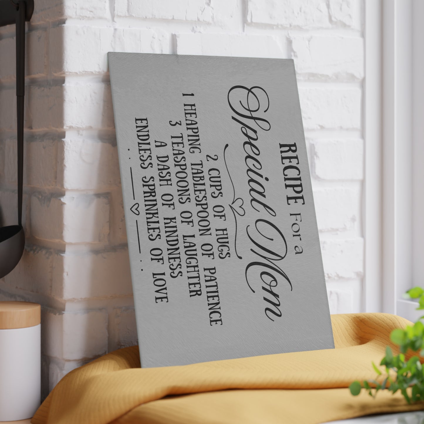 Recipe for a Special Mom – 8x11 or 11x15 Decorative Glass Cutting Board – Mother’s Day Gift, Kitchen Decor
