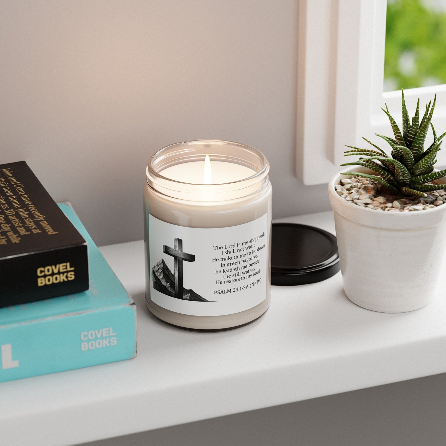 Embrace Faith and Nature with Our 'The Lord is My Shepherd, Scented Soy Candle, 9oz