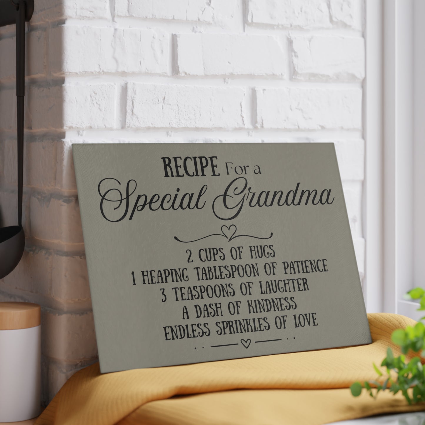 Personalized Grandma Recipe Glass Cutting Board - Heartfelt Kitchen Decor