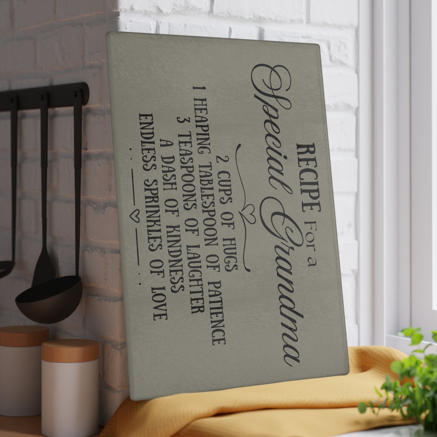 Personalized Grandma Recipe Glass Cutting Board - Heartfelt Kitchen Decor