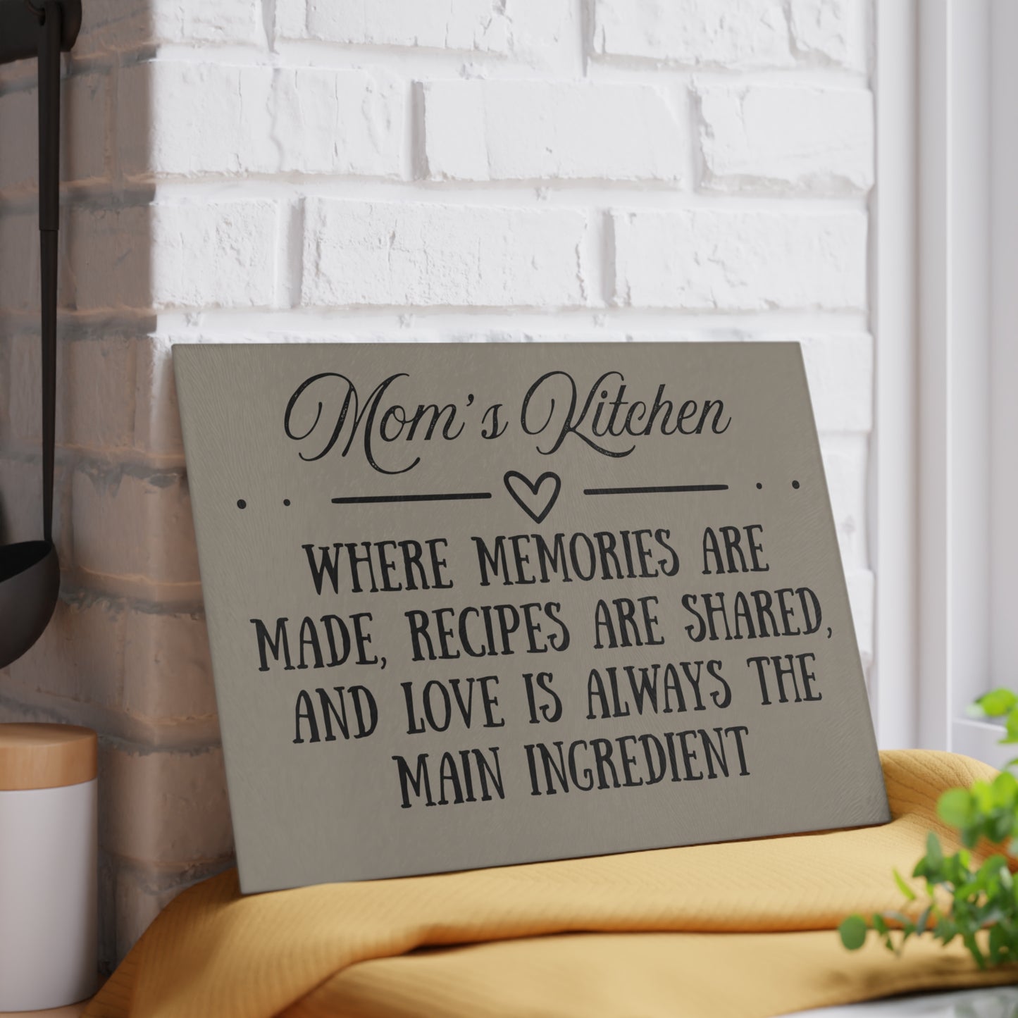 Mom’s Kitchen – Where Memories Are Made | 8x11 Glass Cutting Board | Mother’s Day Gift | Farmhouse Kitchen Decor