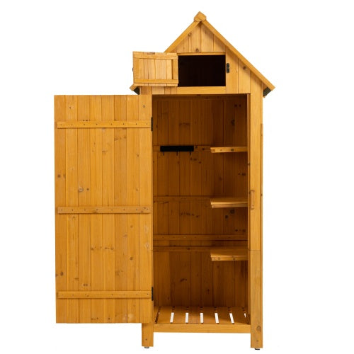 30.3L X 21.3W X 70.5H Outdoor Storage Cabinet Tool Shed Wooden Garden Shed Natural
