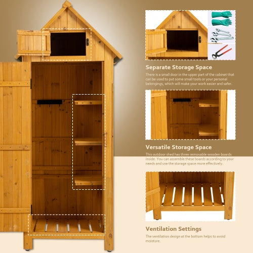 30.3L X 21.3W X 70.5H Outdoor Storage Cabinet Tool Shed Wooden Garden Shed Natural