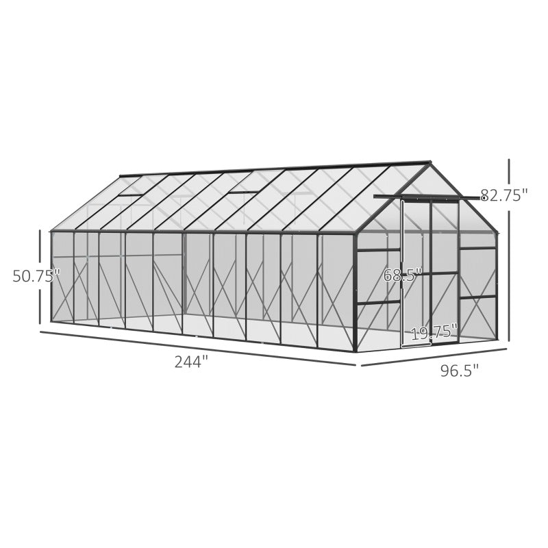 Large Greenhouse With Adjustable Roof Vent And Sliding Door Aluminum Greenhouse For Winter Clear