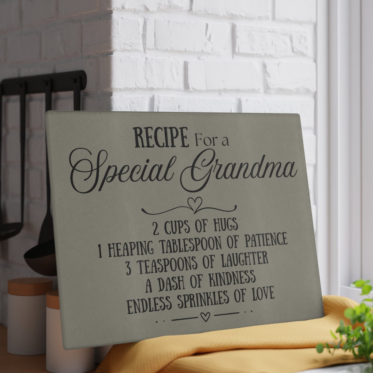 Personalized Grandma Recipe Glass Cutting Board - Heartfelt Kitchen Decor