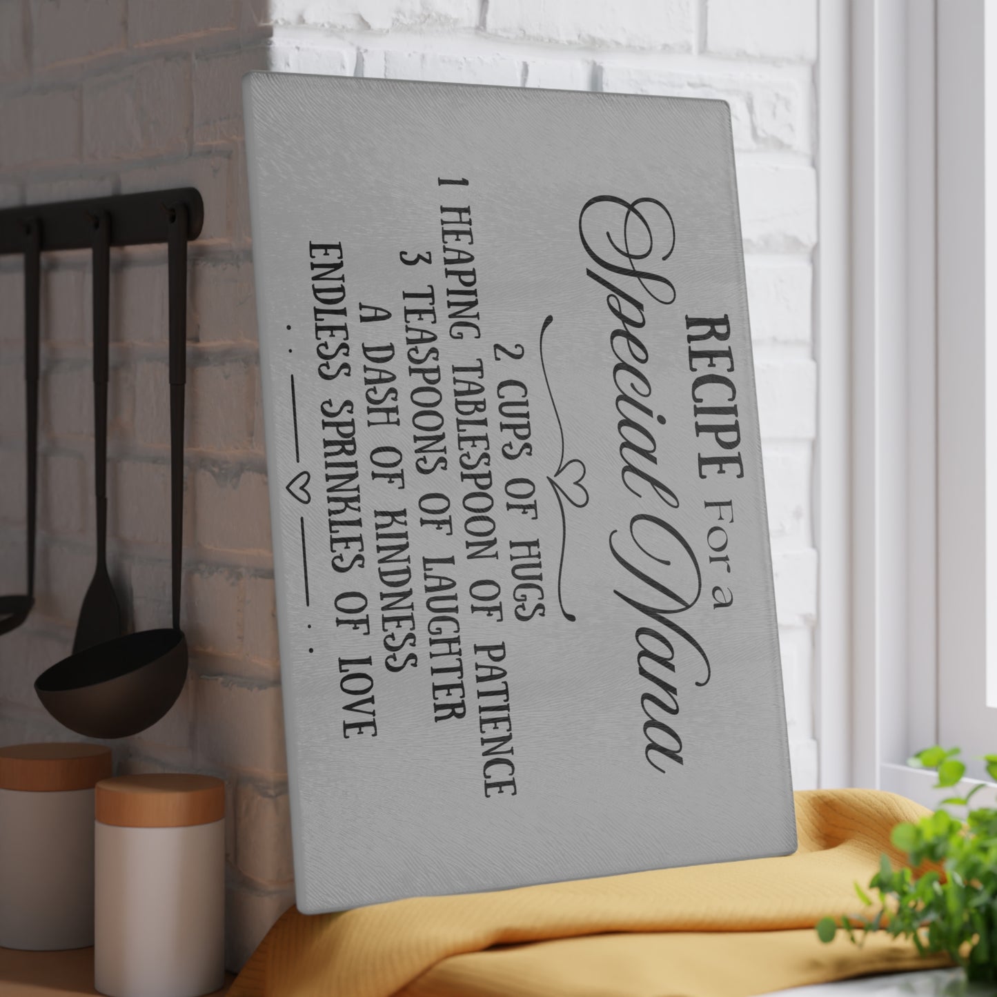 Recipe Glass Cutting Board for Special Nana – Heartfelt Kitchen Gift