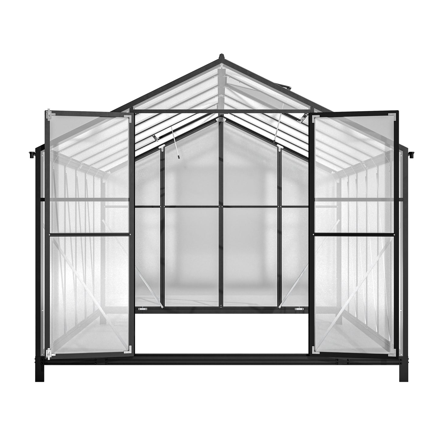 8' X 12' Outdoor Greenhouse, Heavy Duty Polycarbonate Greenhouse, Large Walk-in Greenhouse With Double Doors And Two Ventilation Windows, Aluminum Greenhouse For Outdoor Greenhouse Garden Backyard