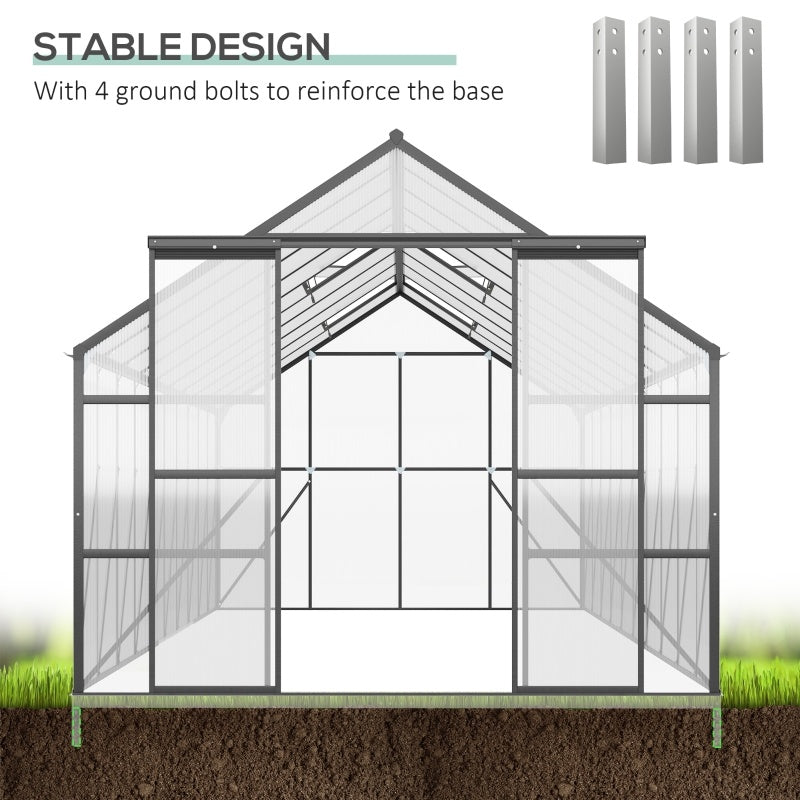 Large Greenhouse With Adjustable Roof Vent And Sliding Door Aluminum Greenhouse For Winter Clear
