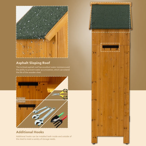30.3L X 21.3W X 70.5H Outdoor Storage Cabinet Tool Shed Wooden Garden Shed Natural