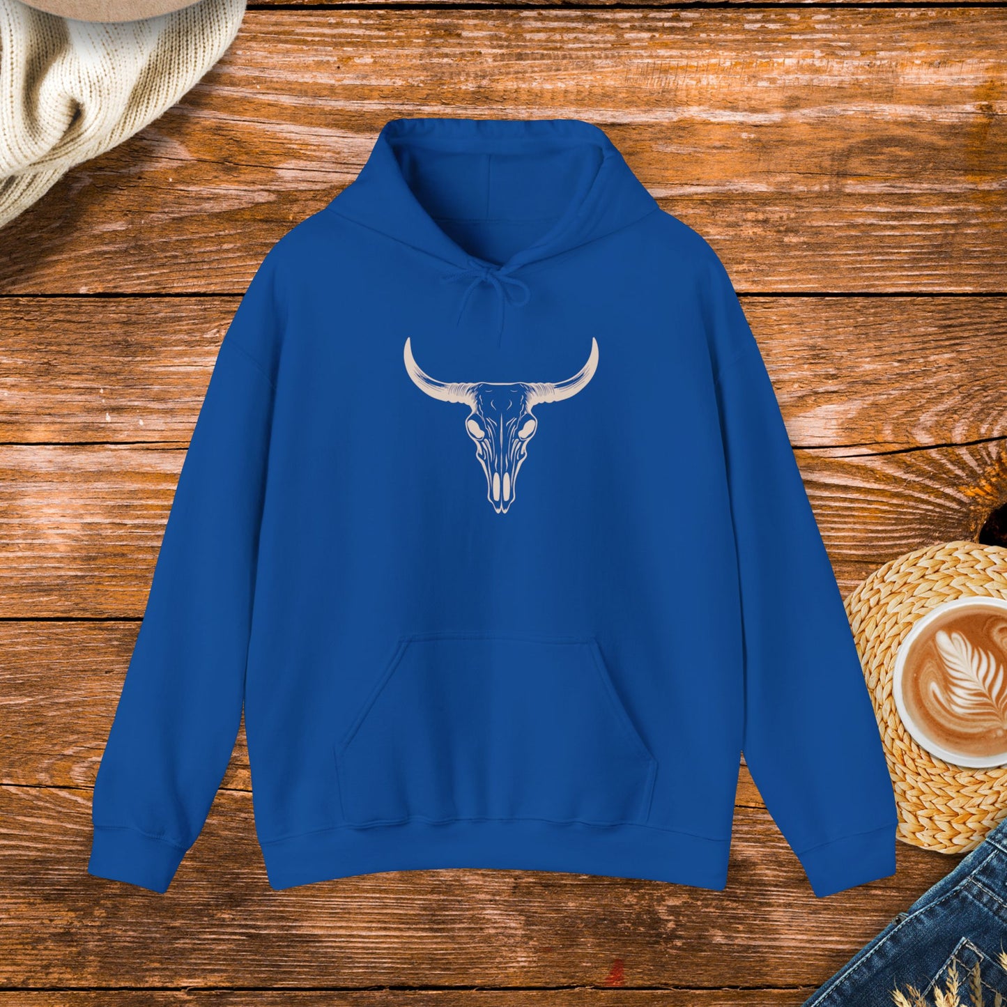 Bull skull sweatshirt, western style clothing, country style, rodeo sweatshirt.