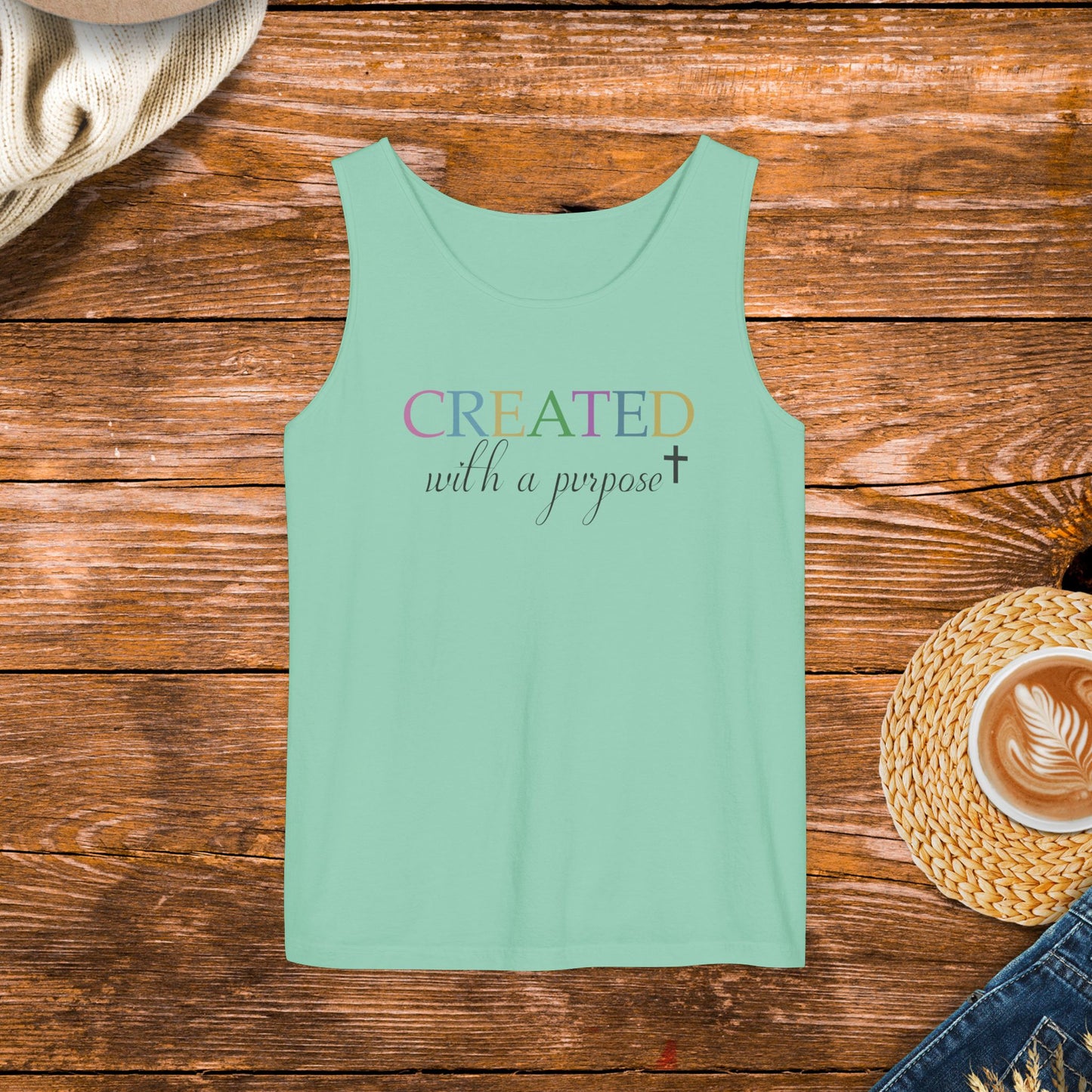 Created with a Purpose Tank Top, Inspirational Tank Top, Positive Message Apparel, Unisex Inspirational Tank Top.