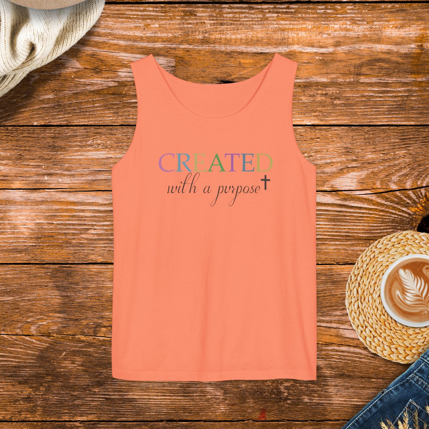 Created with a Purpose Tank Top, Inspirational Tank Top, Positive Message Apparel, Unisex Inspirational Tank Top.