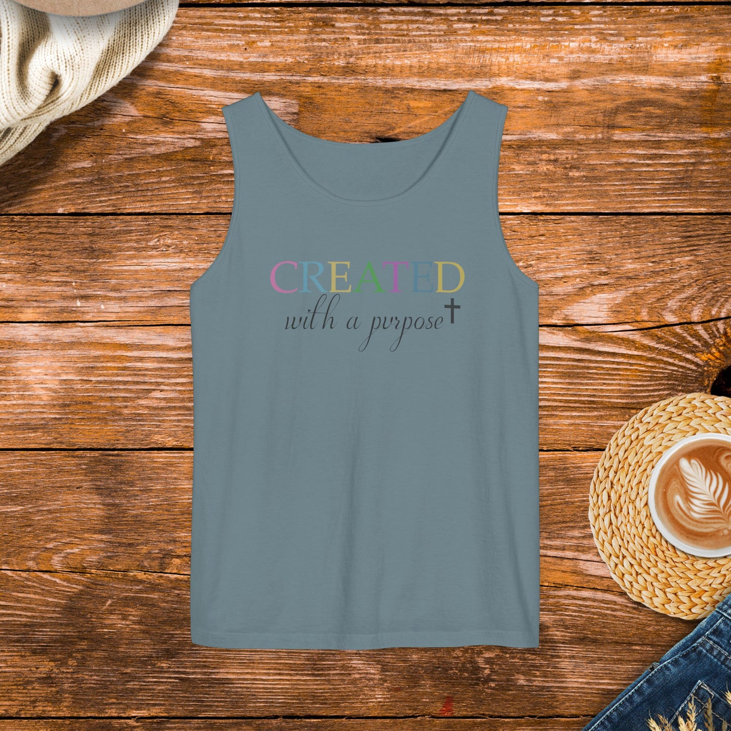 Created with a Purpose Tank Top, Inspirational Tank Top, Positive Message Apparel, Unisex Inspirational Tank Top.