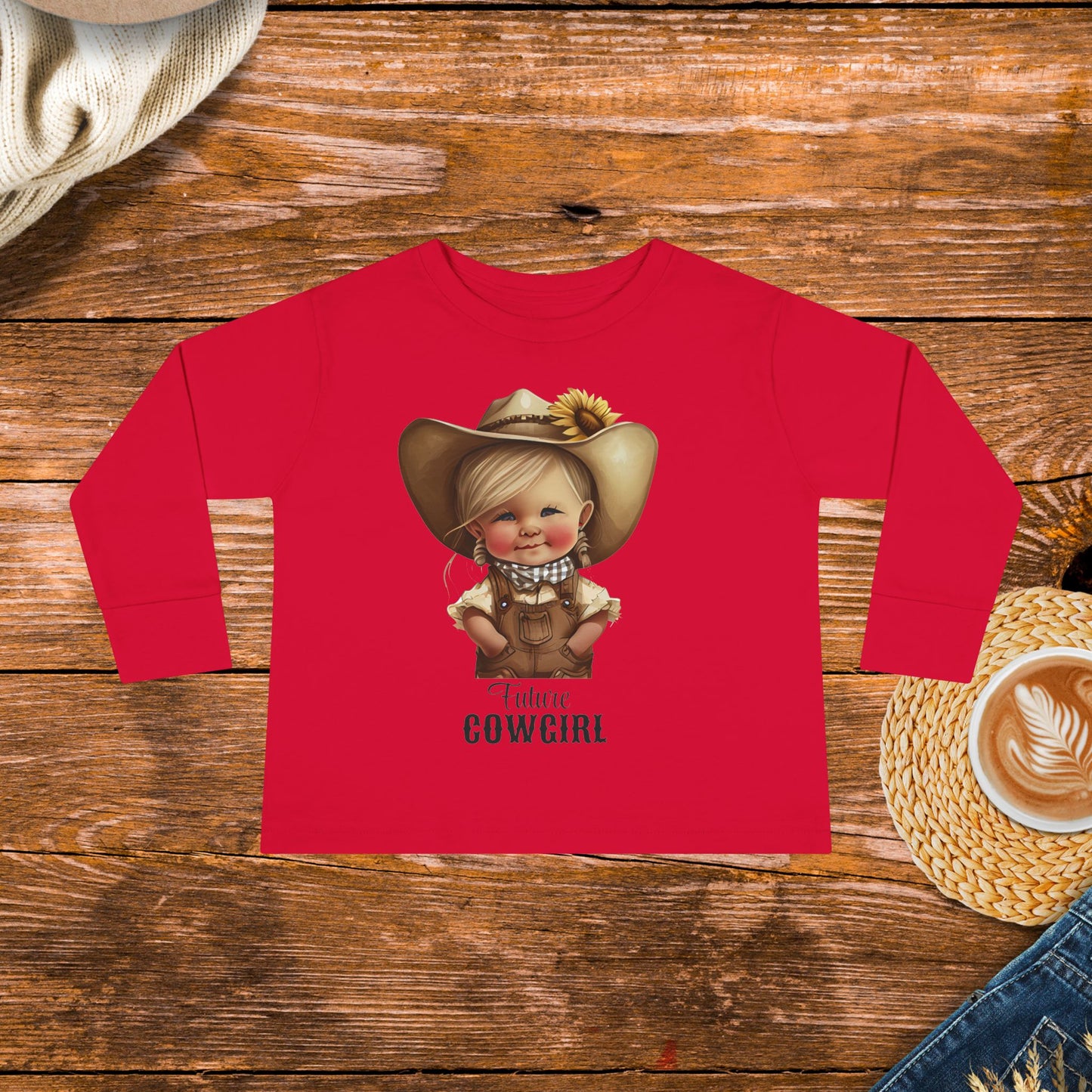 Future Cowgirl Toddler Long sleeve Shirt, Adorable Country Girl Design