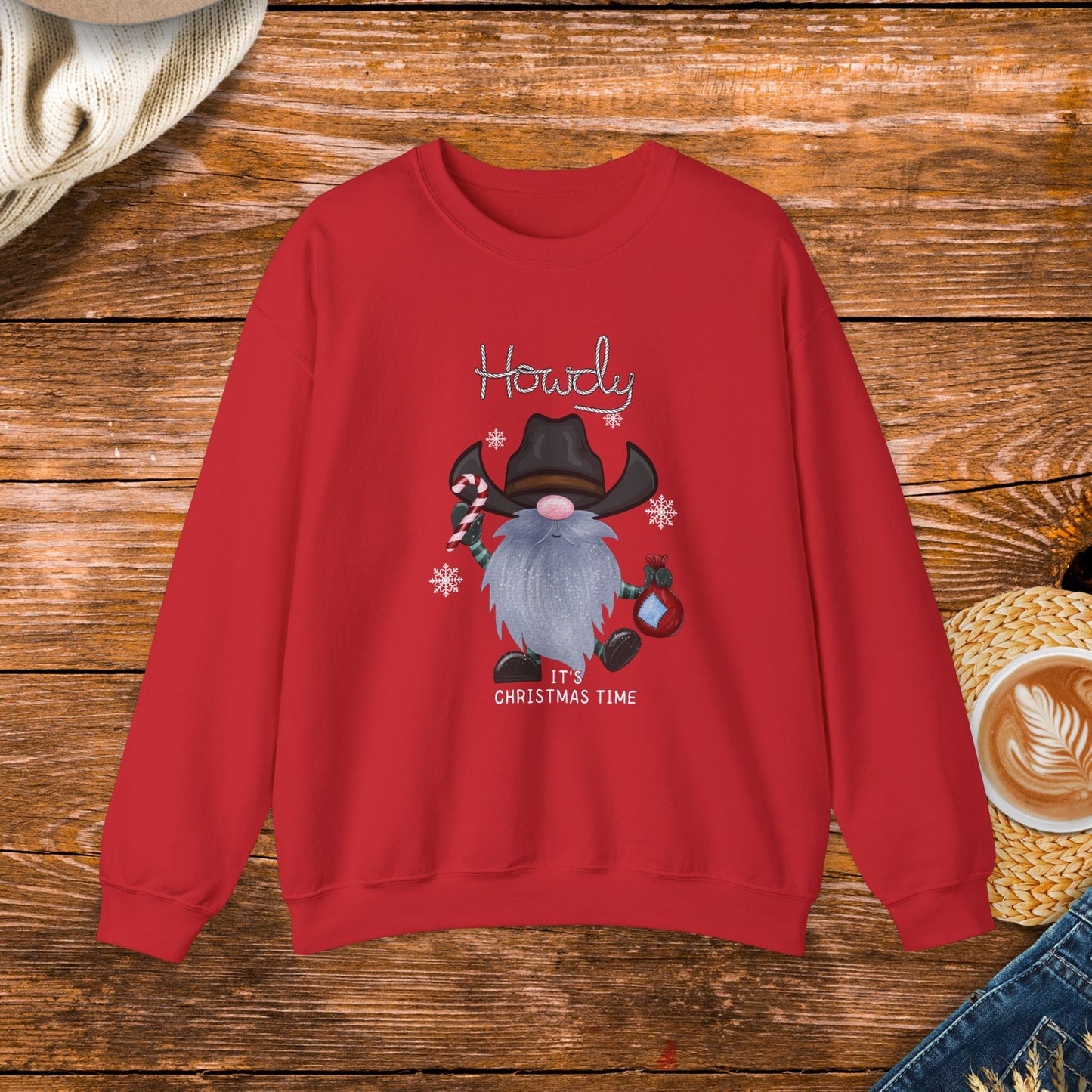 Howdy Christmas cowboy gnome Sweatshirt, Country Christmas, Original design, gnome, cowboy, rodeo, gift for her