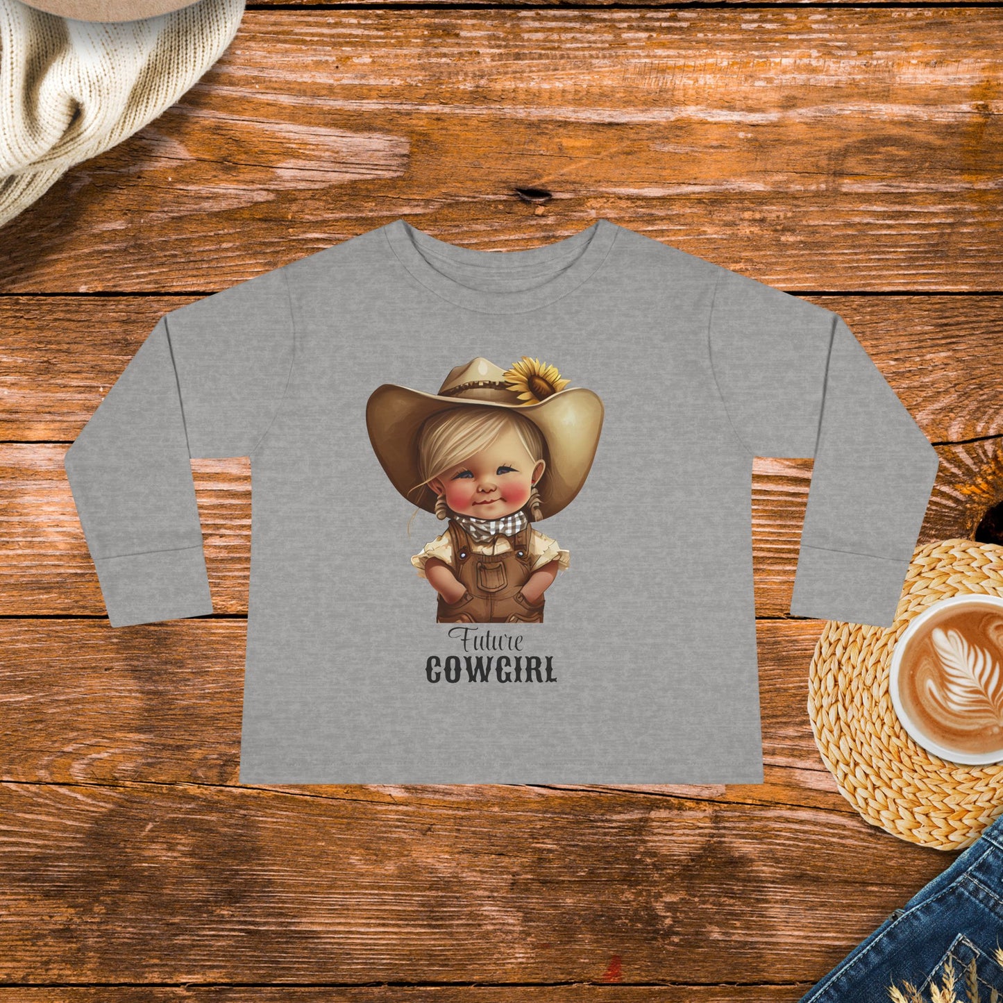 Future Cowgirl Toddler Long sleeve Shirt, Adorable Country Girl Design