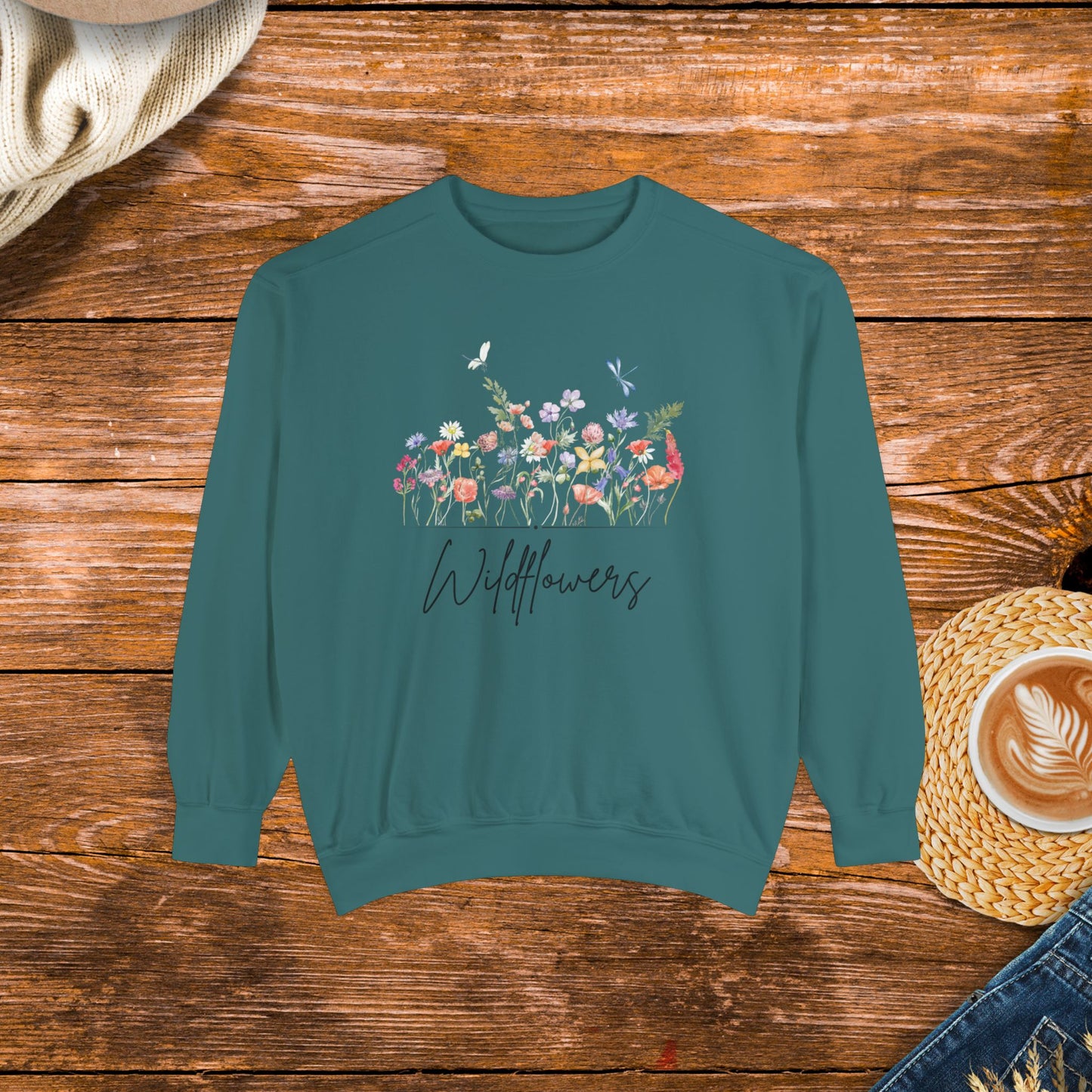 Wildflower Design sweatshirt, Boho Style Apparel, Country girl, southern girl, country style clothing.