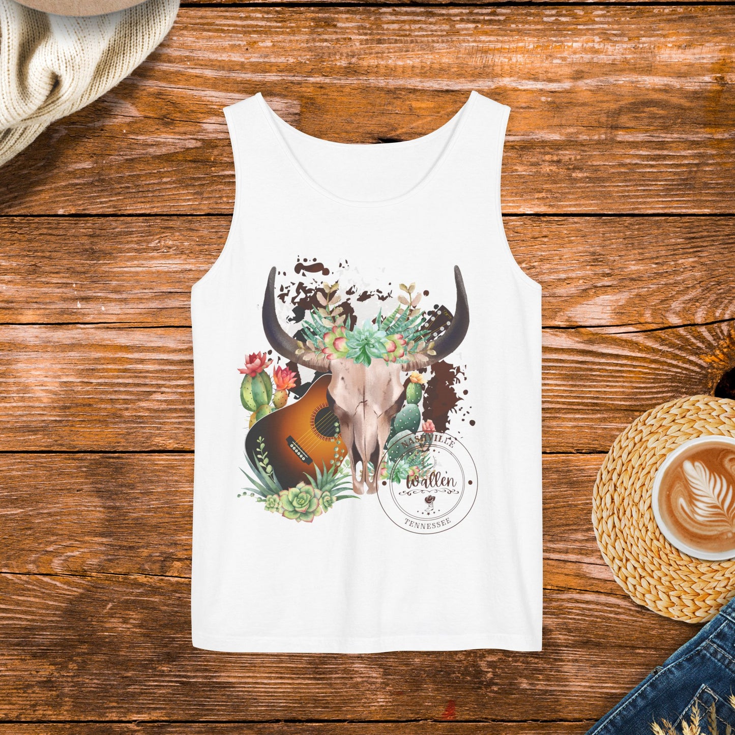 Country Music Tank Top, Western Style Clothing, Country Music Apparel,  Rugged and Western Design Tank Top.