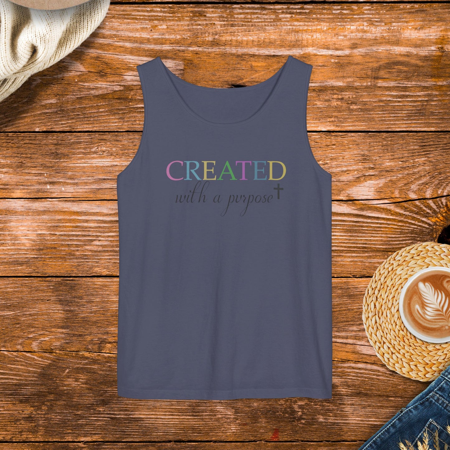 Created with a Purpose Tank Top, Inspirational Tank Top, Positive Message Apparel, Unisex Inspirational Tank Top.