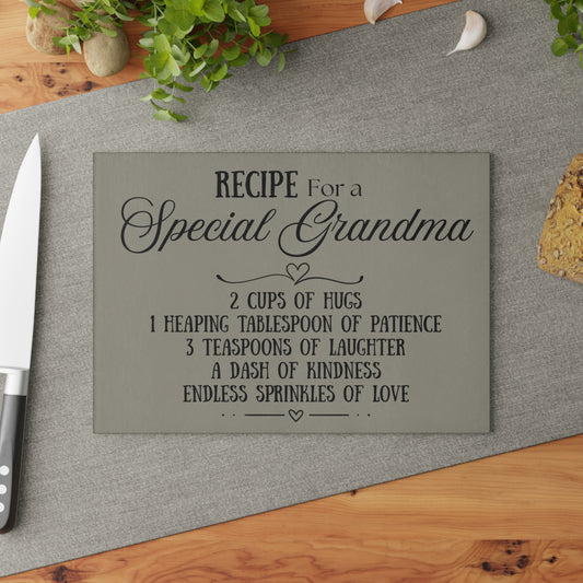 Personalized Grandma Recipe Glass Cutting Board - Heartfelt Kitchen Decor