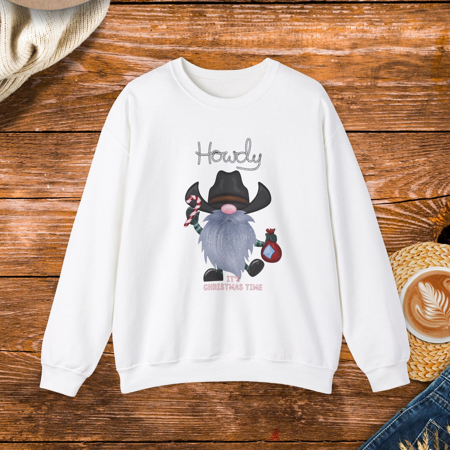 Howdy Christmas cowboy gnome Sweatshirt, Country Christmas, Original design, gnome, cowboy, rodeo, gift for her