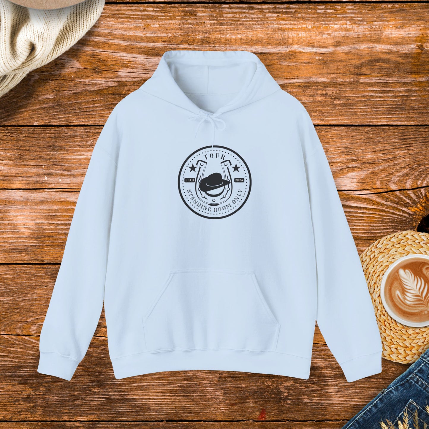 Standing Room Only Hooded Sweatshirt, Inspirational Country Music Apparel, Unique Country Merchandise.