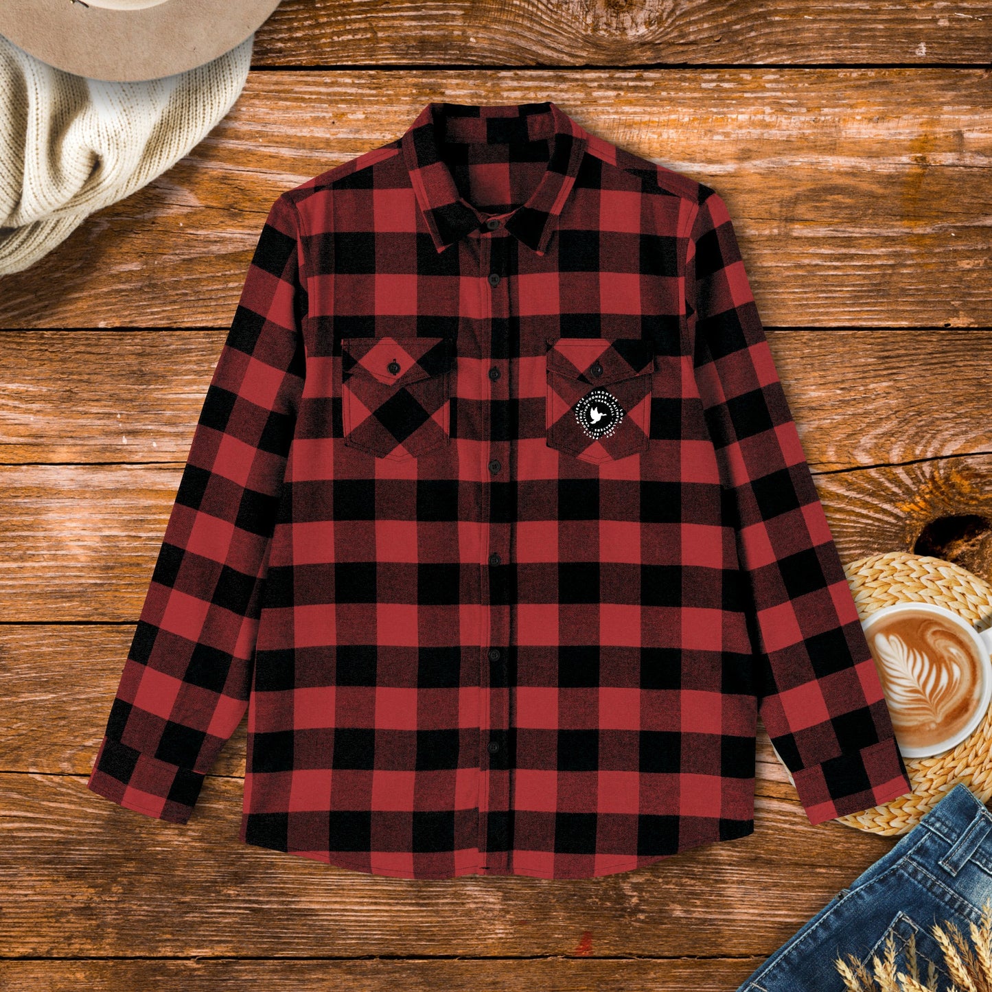 Inspirational flannel shirt, flannel shirt with dove, religious words flannel shirt, faith-inspired clothing.