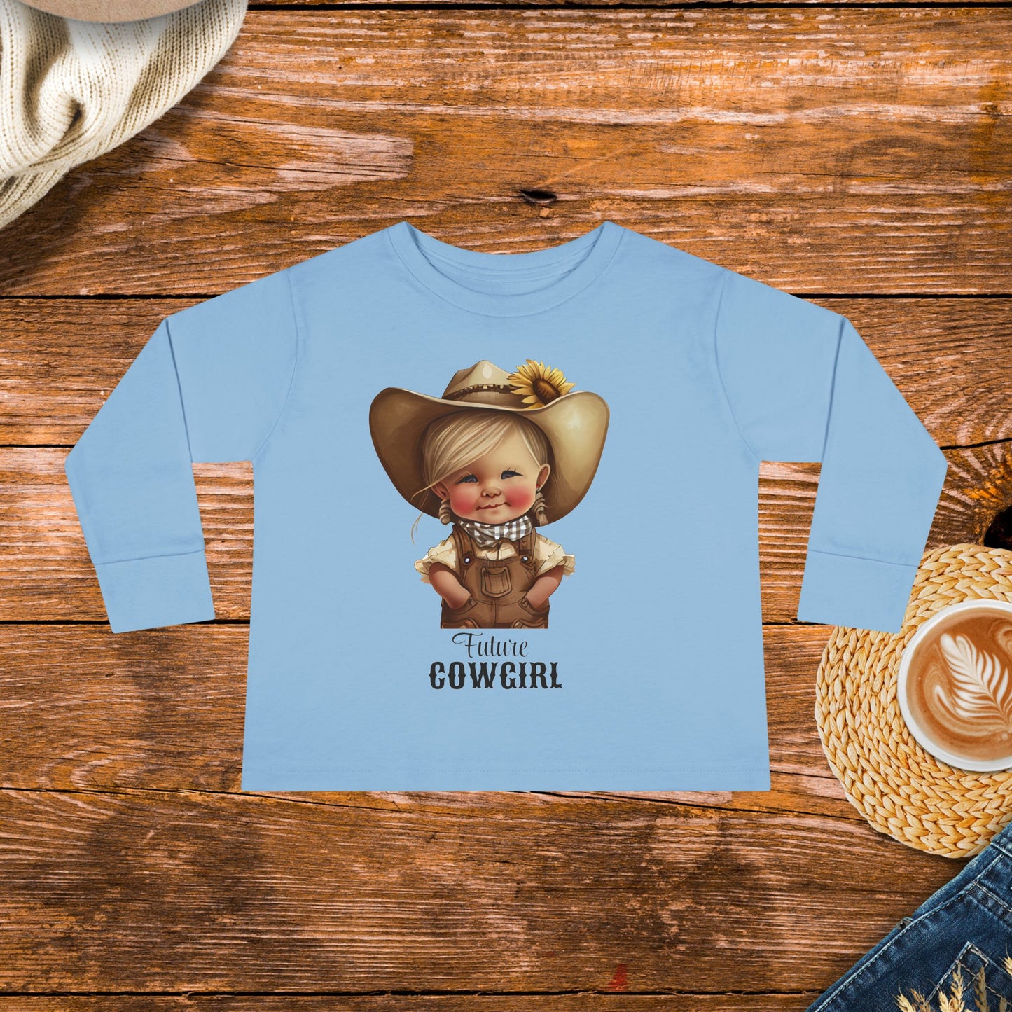 Future Cowgirl Toddler Long sleeve Shirt, Adorable Country Girl Design