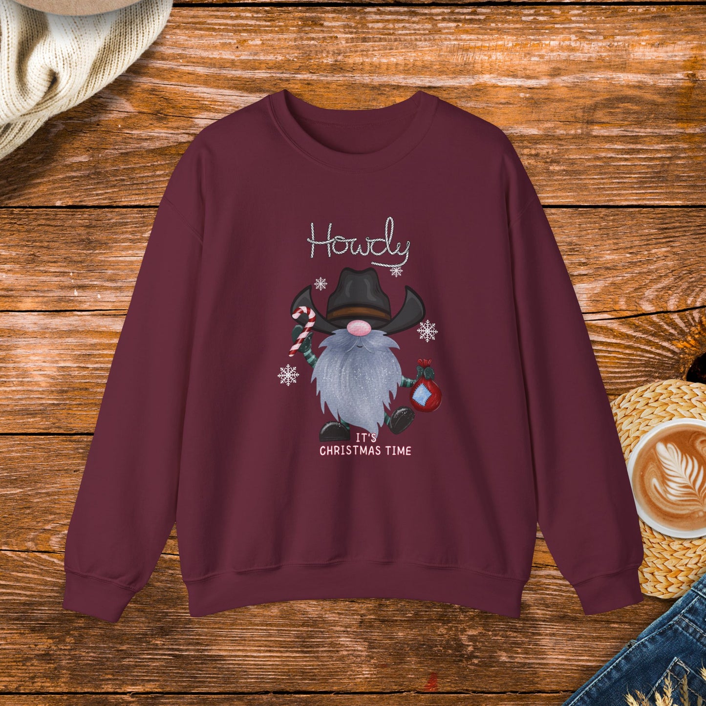 Howdy Christmas cowboy gnome Sweatshirt, Country Christmas, Original design, gnome, cowboy, rodeo, gift for her