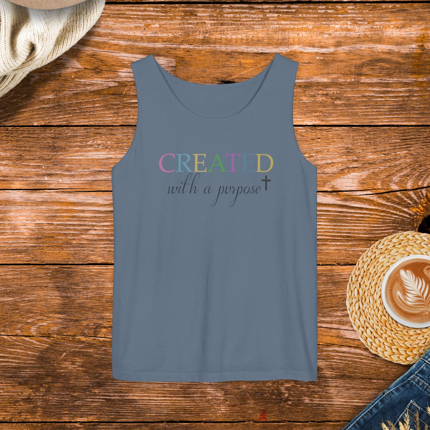 Created with a Purpose Tank Top, Inspirational Tank Top, Positive Message Apparel, Unisex Inspirational Tank Top.