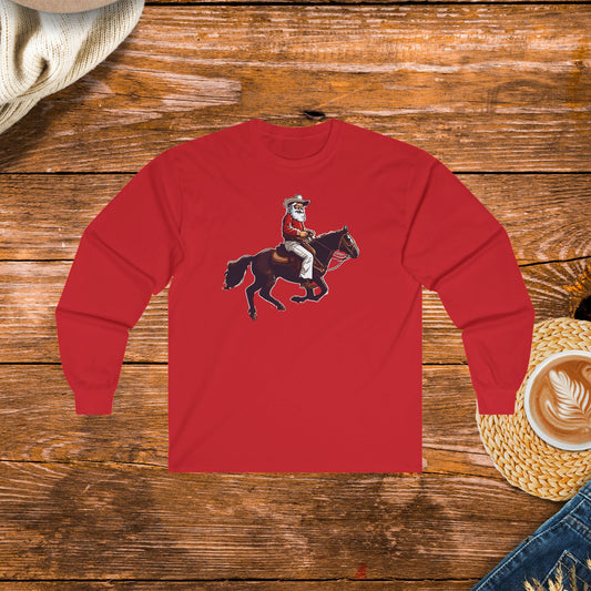 Cowboy Santa on a Horse Long Sleeve Shirt