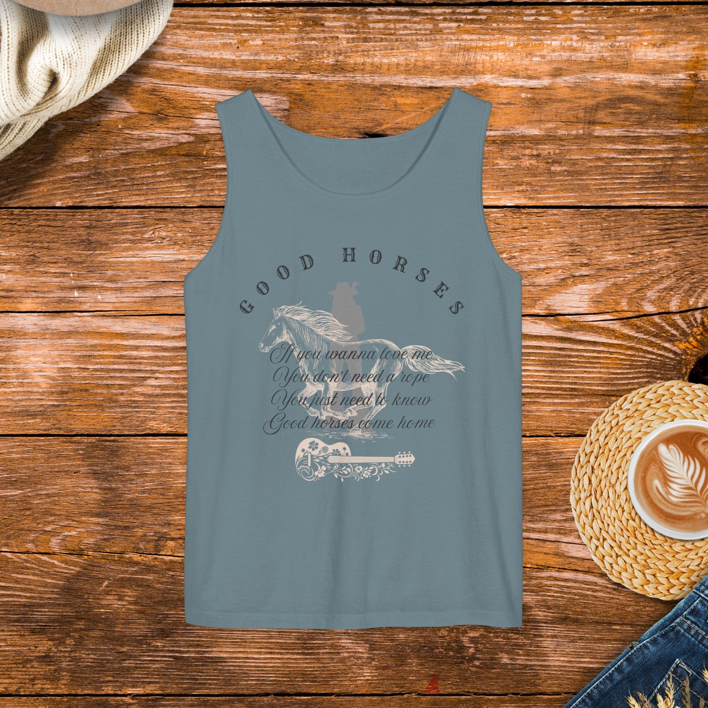 Whirlwind, good horses tank top inspired by country music