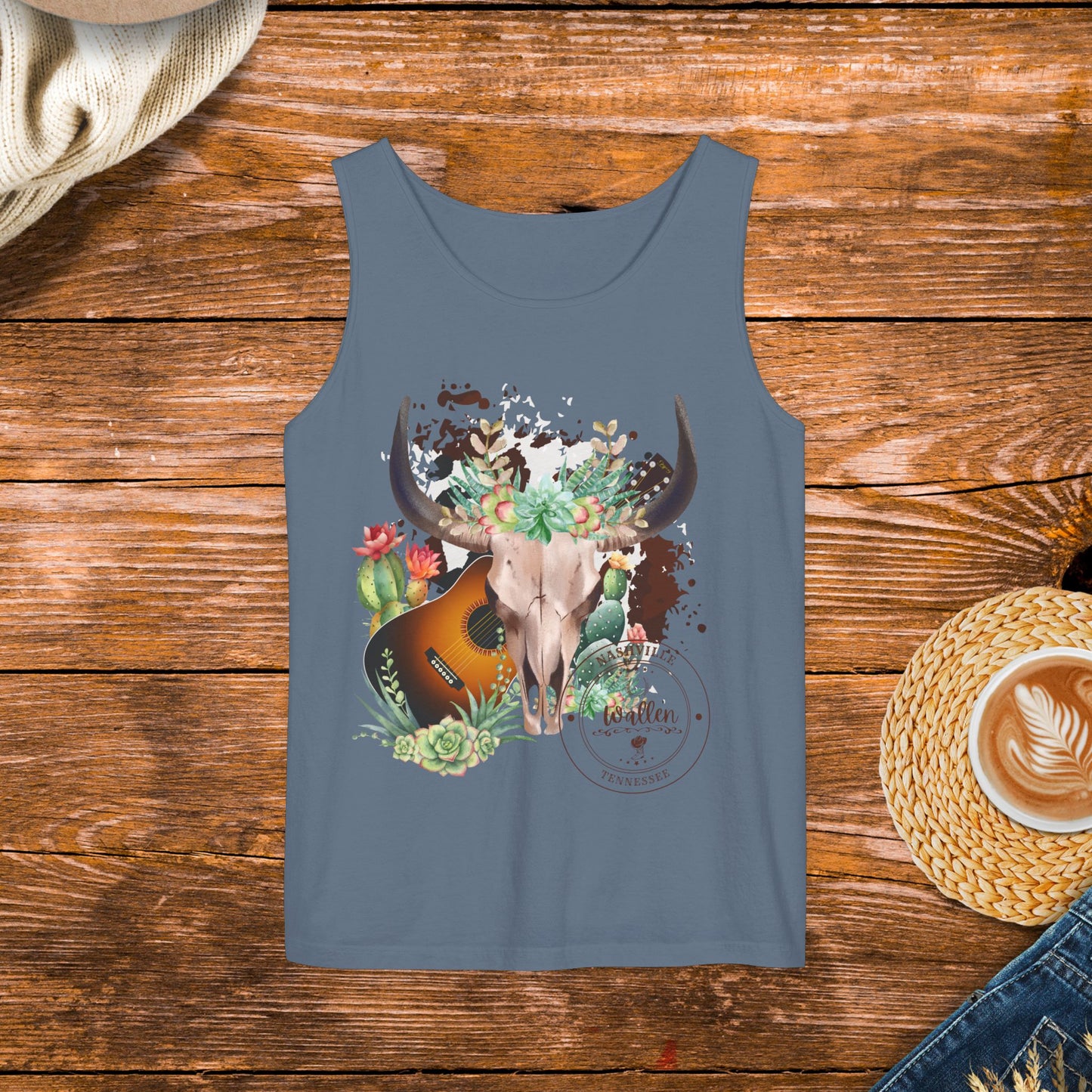 Country Music Tank Top, Western Style Clothing, Country Music Apparel,  Rugged and Western Design Tank Top.