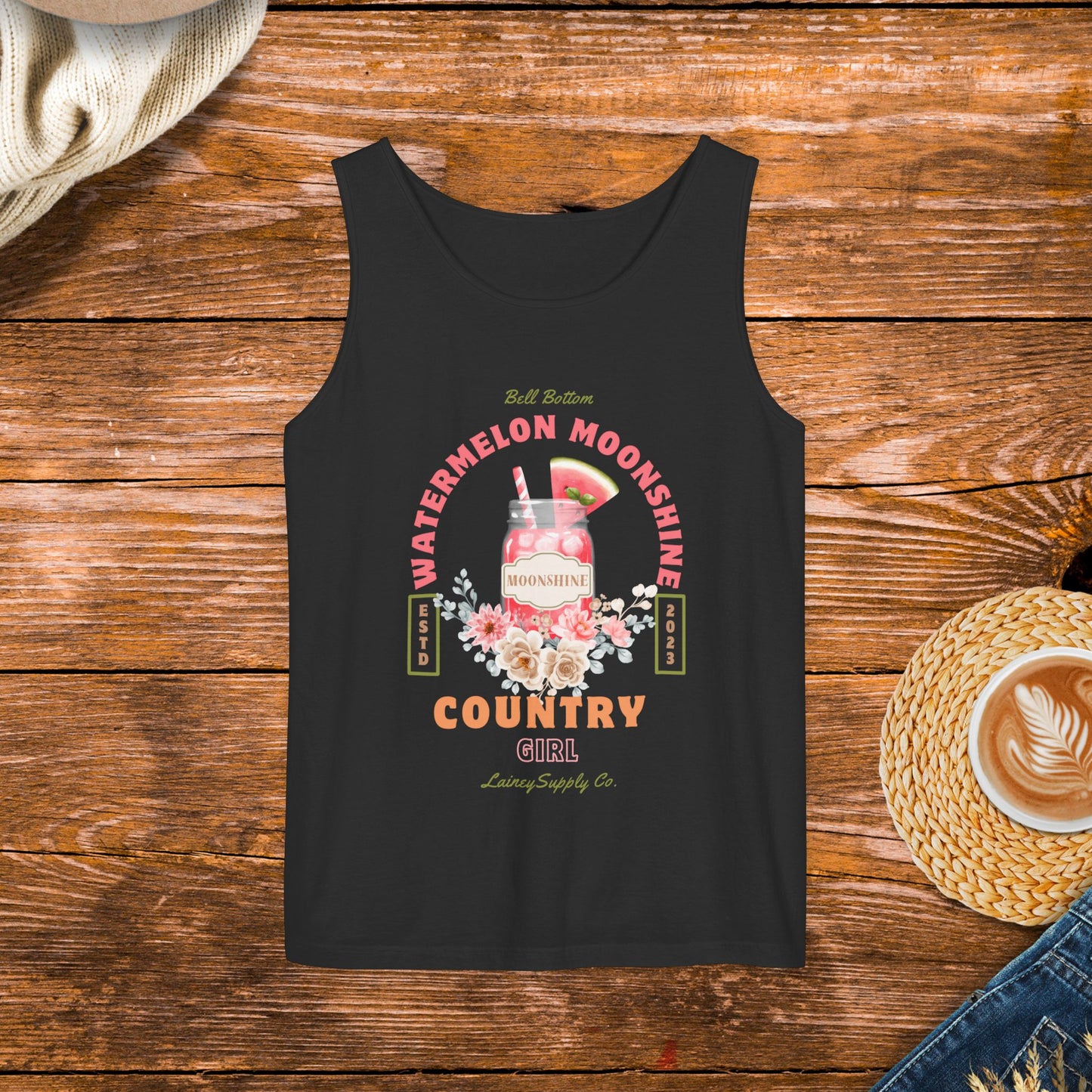 Watermelon moonshine Tank Top, Country girl, Southern girl, County music inspired Lainey Wilson.