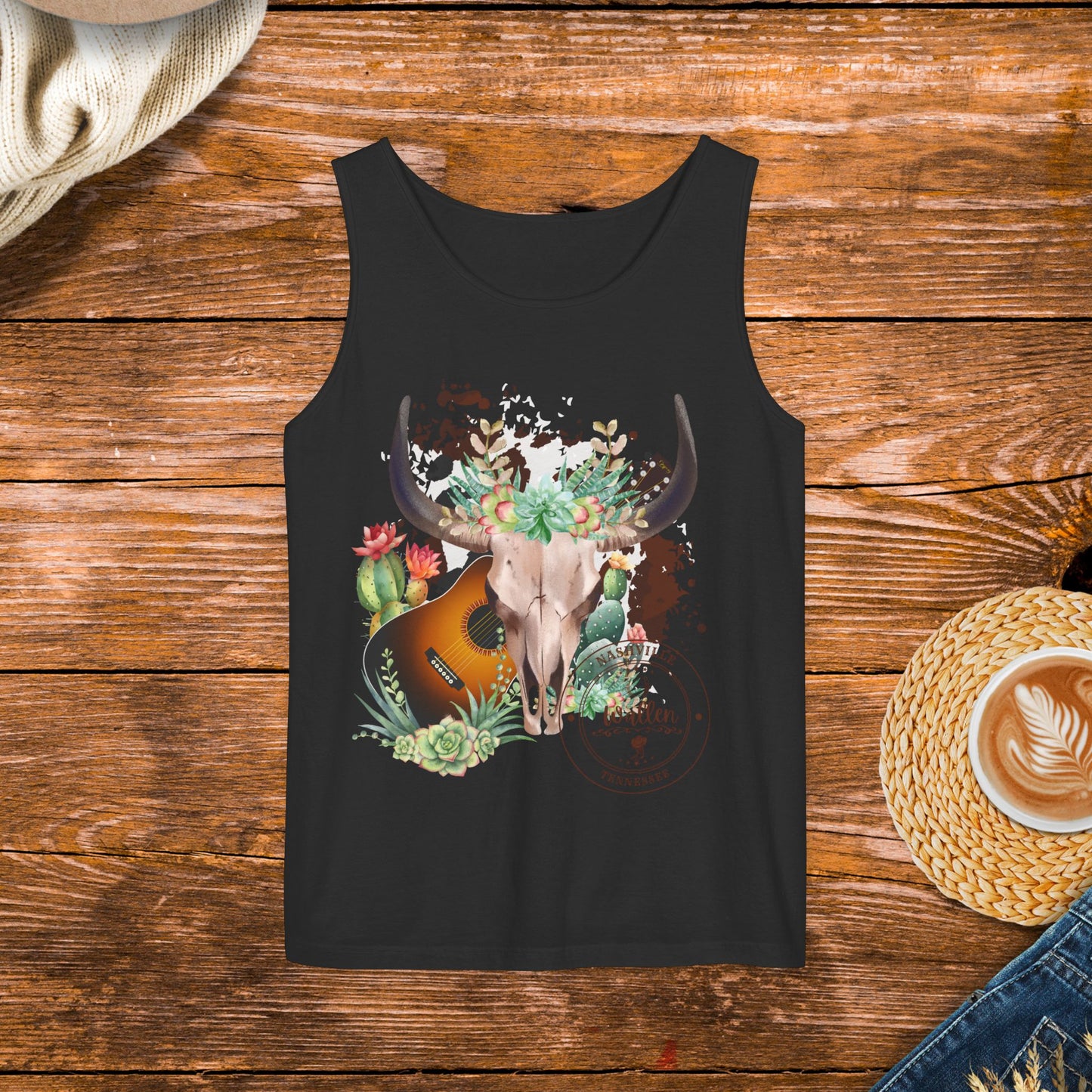 Country Music Tank Top, Western Style Clothing, Country Music Apparel,  Rugged and Western Design Tank Top.