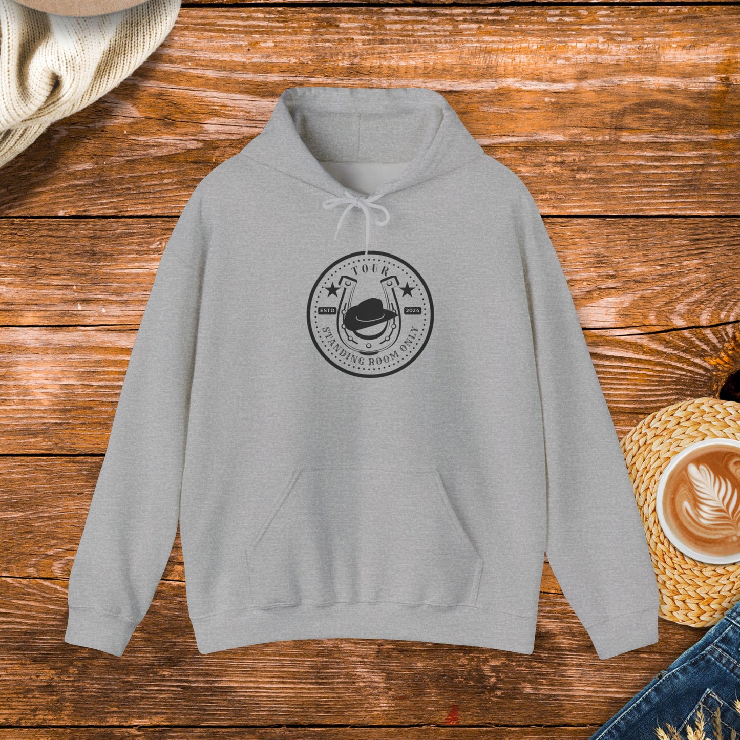 Standing Room Only Hooded Sweatshirt, Inspirational Country Music Apparel, Unique Country Merchandise.