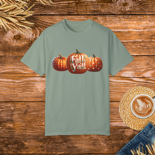 Fall Y'all shirt cottage style painted pumpkins