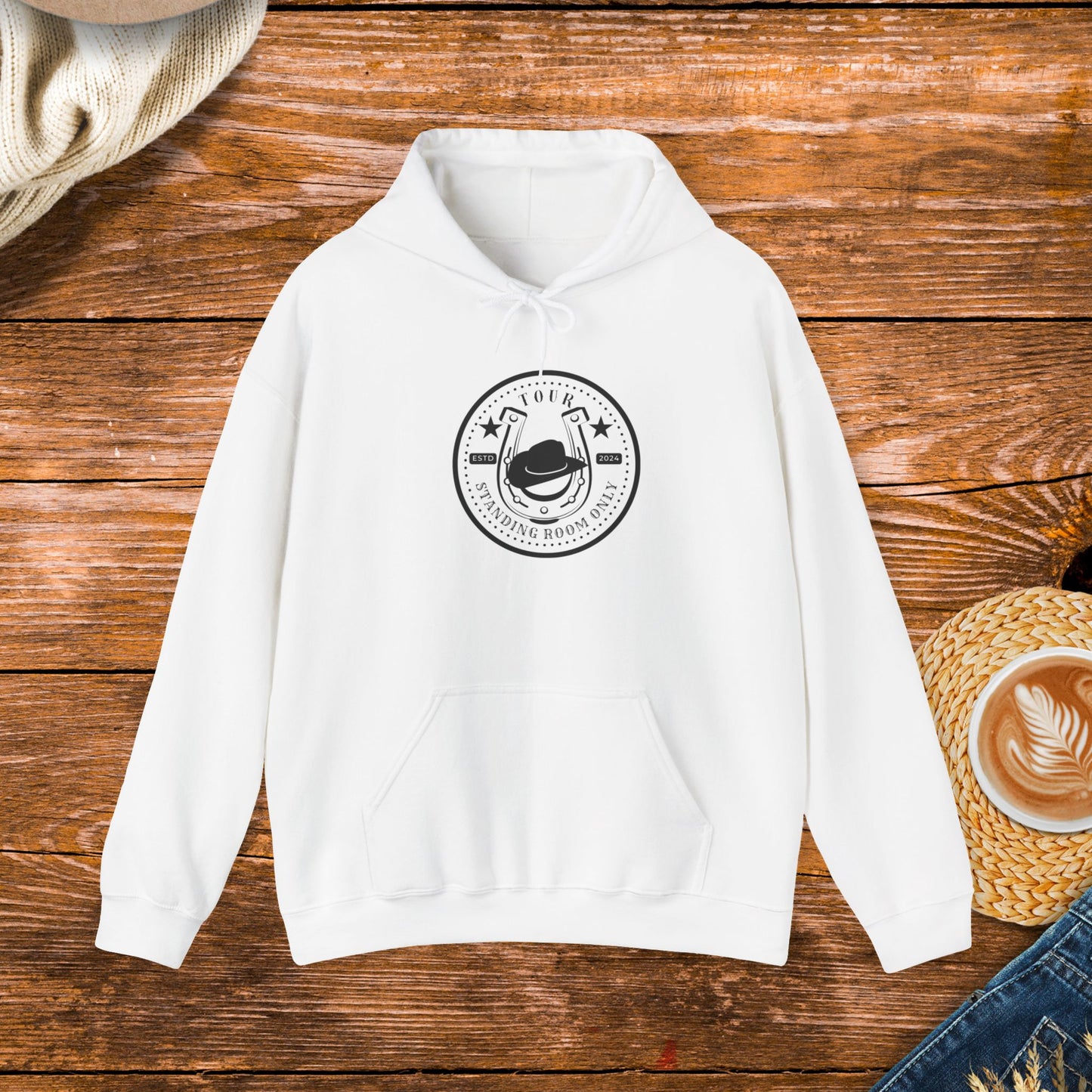 Standing Room Only Hooded Sweatshirt, Inspirational Country Music Apparel, Unique Country Merchandise.