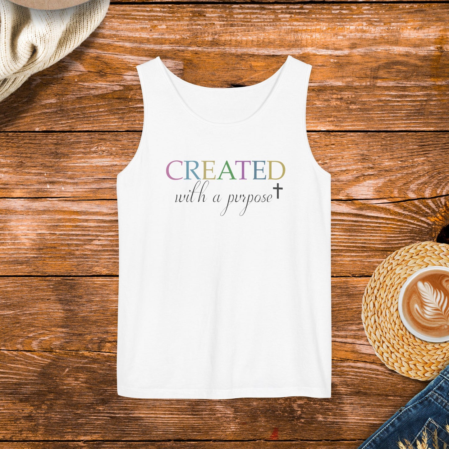 Created with a Purpose Tank Top, Inspirational Tank Top, Positive Message Apparel, Unisex Inspirational Tank Top.