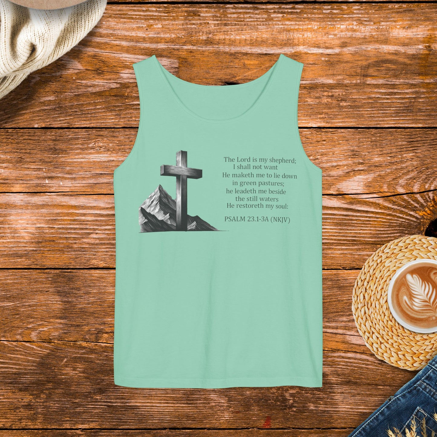 Psalm 23 Tank Top, The Lord is My Shepherd, Inspirational Scripture, Christian Inspirational Clothing