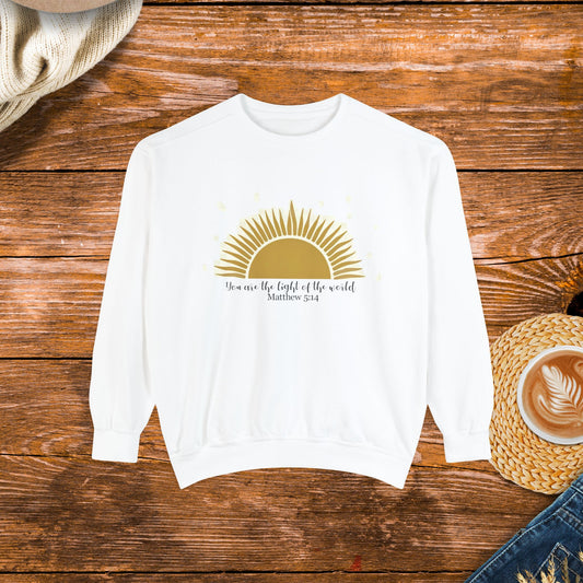 You Are the Light of the World Sweatshirt, Matthew 5:14 Sweatshirt, Inspirational Bible Verse Sweatshirt, Christian Faith Apparel.