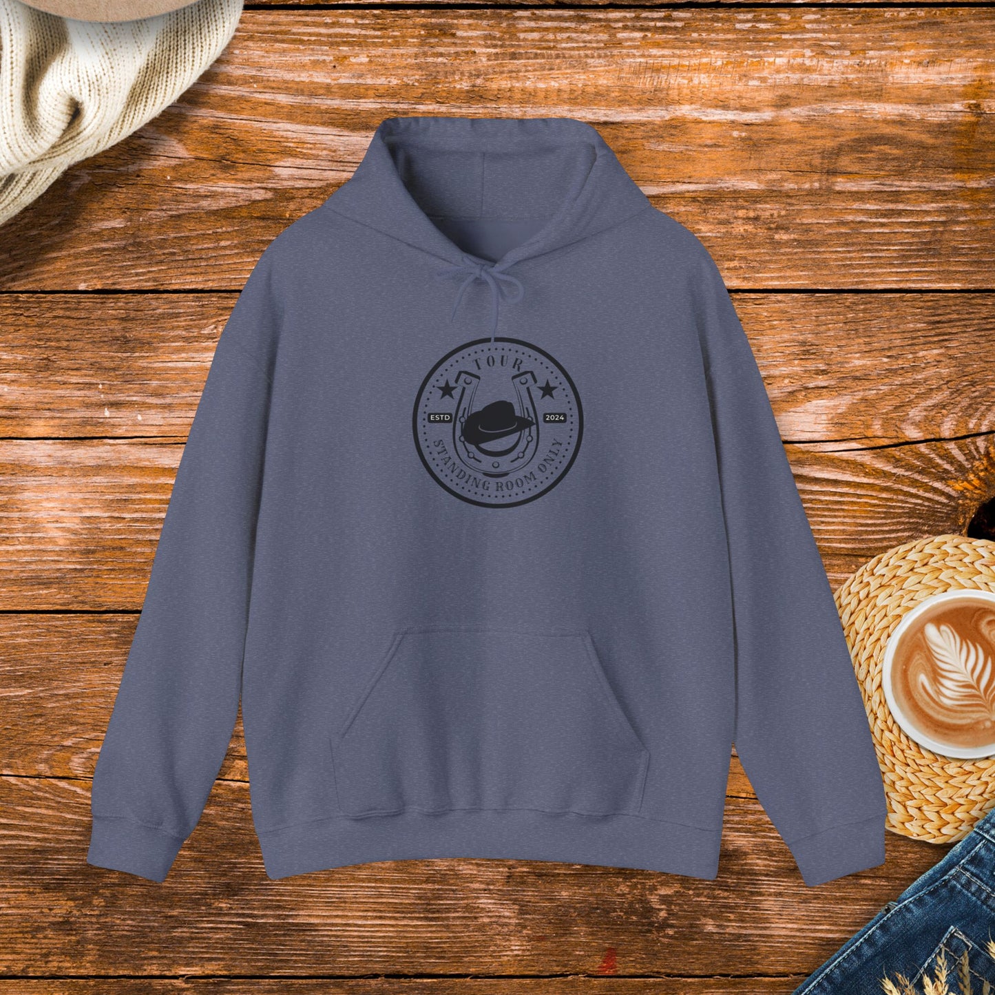 Standing Room Only Hooded Sweatshirt, Inspirational Country Music Apparel, Unique Country Merchandise.