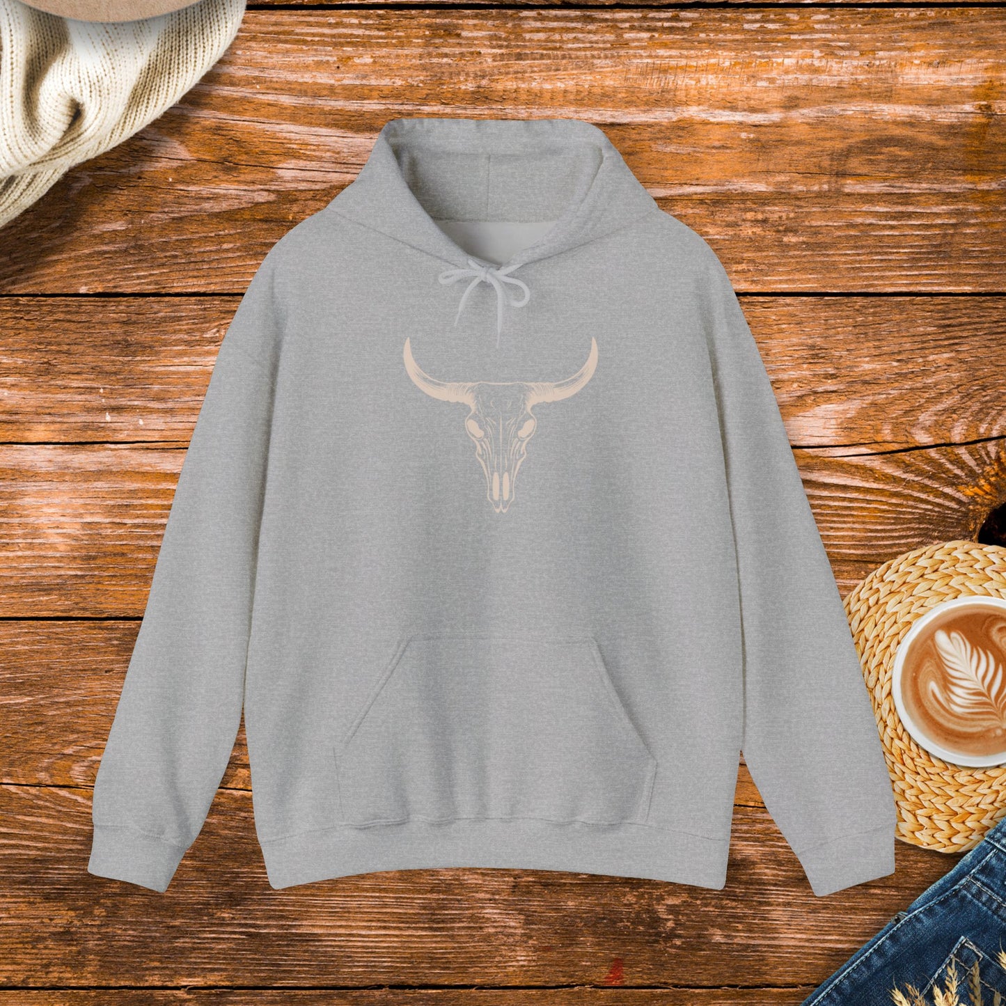 Bull skull sweatshirt, western style clothing, country style, rodeo sweatshirt.