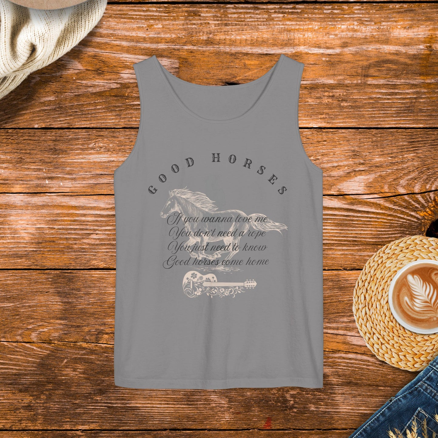 Whirlwind, good horses tank top inspired by country music