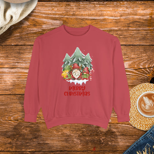 Merry Christmas Gnomes sweatshirt, Festive holiday sweatshirt, Cute gnome Christmas design, Whimsical Christmas design.