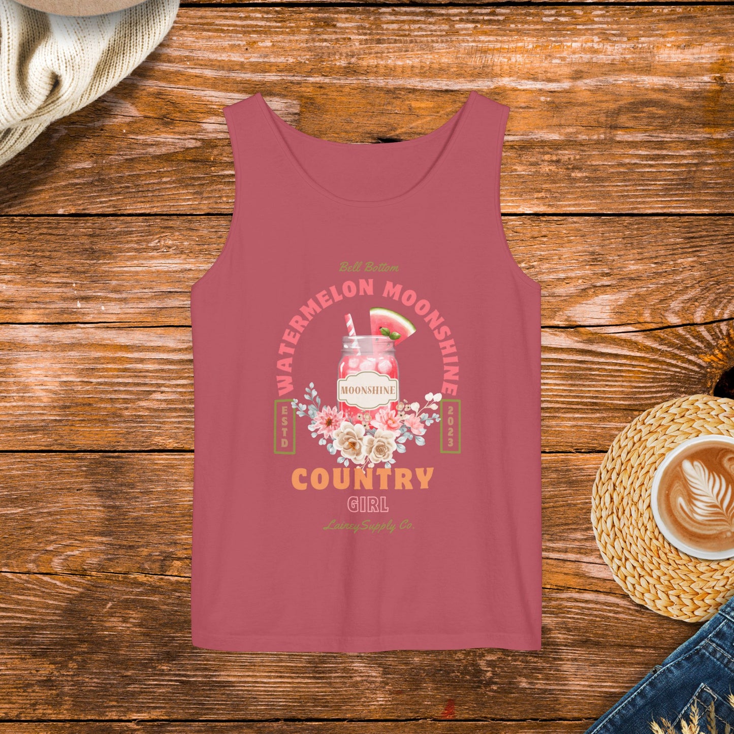 Watermelon moonshine Tank Top, Country girl, Southern girl, County music inspired Lainey Wilson.