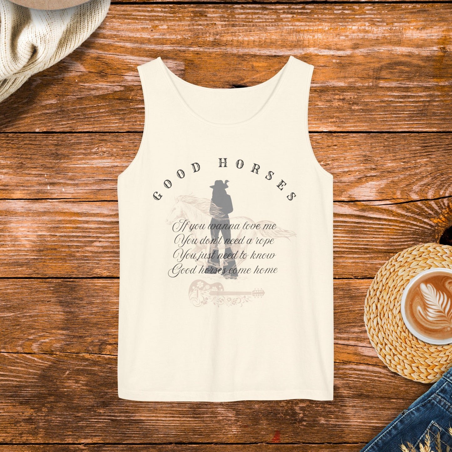 Whirlwind, good horses tank top inspired by country music