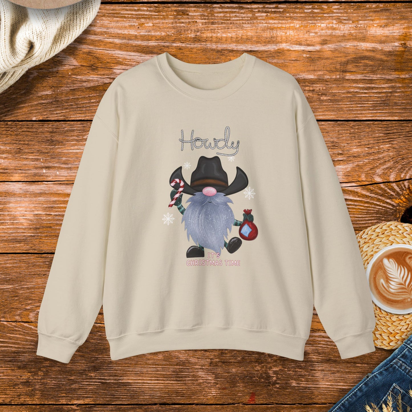 Howdy Christmas cowboy gnome Sweatshirt, Country Christmas, Original design, gnome, cowboy, rodeo, gift for her