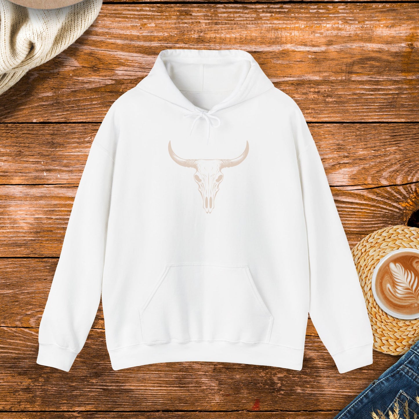 Bull skull sweatshirt, western style clothing, country style, rodeo sweatshirt.